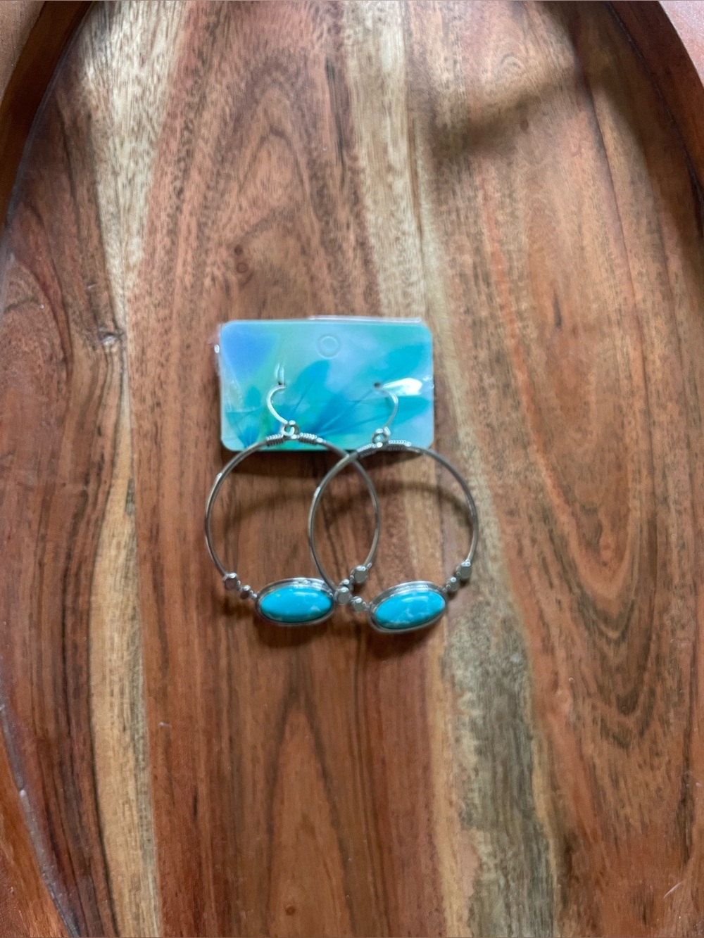 Turquoise Silver Hoop Earrings